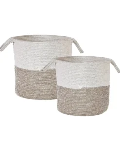 Sæt af 2 kurve PAZHA Bomuld Beige