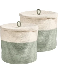 Sæt af 2 kurve SILOPI Bomuld Beige/grøn