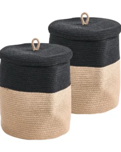 Sæt af 2 kurve SILOPI Bomuld Sort/beige