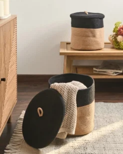 Sæt af 2 kurve SILOPI Bomuld Sort/beige