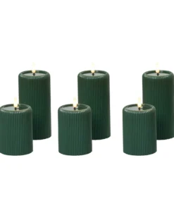 Sæt af 6 LED-stearinlys NOISETTE 10/16 cm Grøn