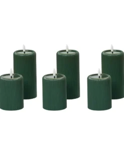 Sæt af 6 LED-stearinlys NOISETTE 10/16 cm Grøn