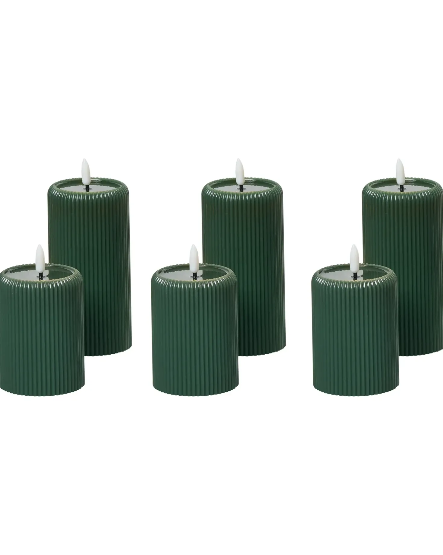 Sæt af 6 LED-stearinlys NOISETTE 10/16 cm Grøn