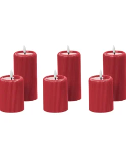 Sæt af 6 LED-stearinlys NOISETTE 10/16 cm Rød