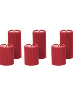 Sæt af 6 LED-stearinlys NOISETTE 10/16 cm Rød