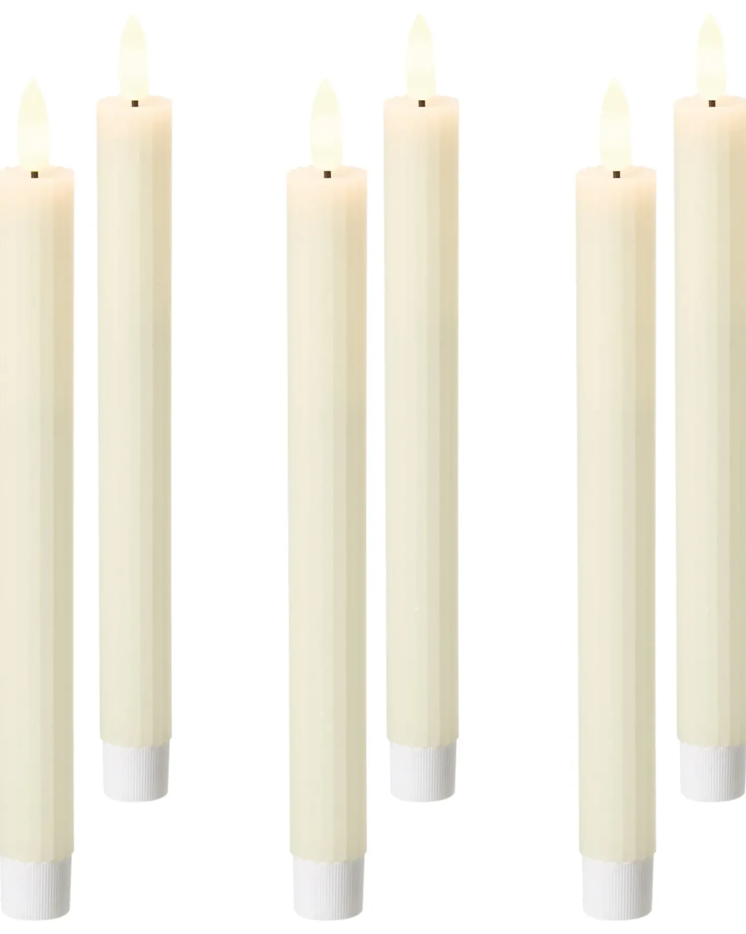Sæt af 6 LED-stearinlys SAPHIR 24 cm Cremehvid