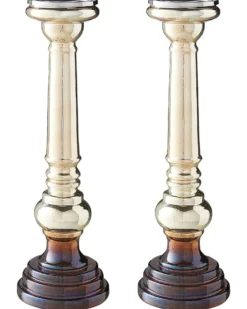 Sæt af 2 lysestager IMARTI Glas 40 cm Guld