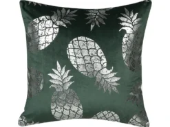 Sæt af 2 pyntepuder ASTILBE Velour 45 x 45 cm Mørkegrøn Plante mønster
