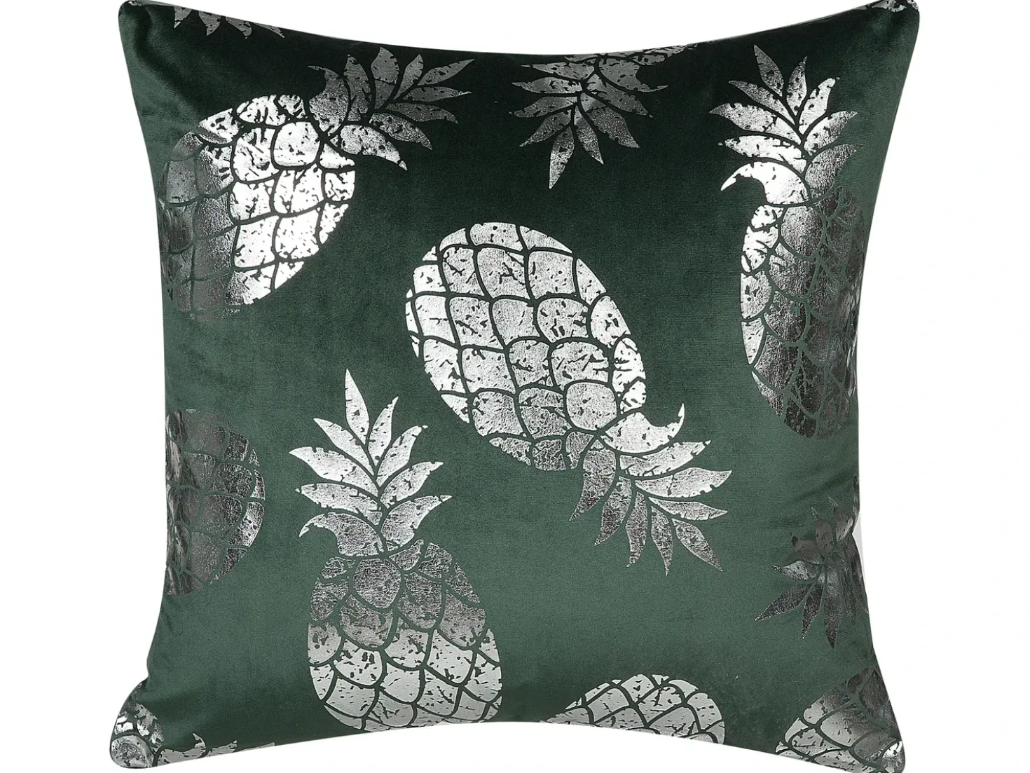 Sæt af 2 pyntepuder ASTILBE Velour 45 x 45 cm Mørkegrøn Plante mønster