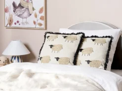 Sæt af 2 pyntepuder BANNU Boucle 45 x 45 cm Beige