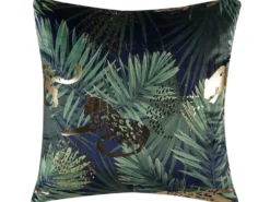 Sæt af 2 pyntepuder BELLEROSE Velour 45 x 45 cm Mørkegrøn Plante mønster
