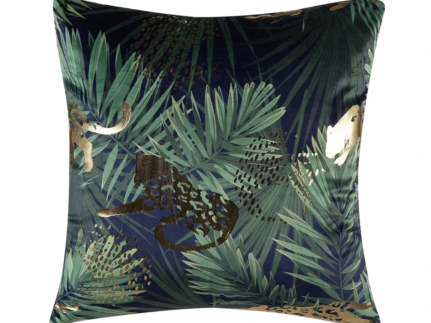 Sæt af 2 pyntepuder BELLEROSE Velour 45 x 45 cm Mørkegrøn Plante mønster