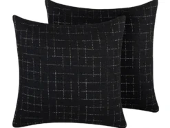 Sæt af 2 pyntepuder BELLFLOWER 45 x 45 cm Sort Geometrisk mønster