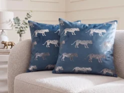 Sæt af 2 pyntepuder BLUEBELL Velour 45 x 45 cm Blå Dyremønster