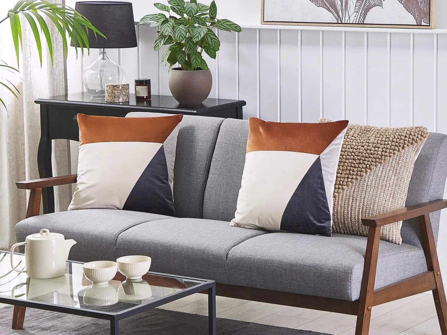 Sæt af 2 pyntepuder CAMPSIS Velour 45 x 45 cm Multifarvet Geometrisk mønster