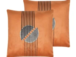 Sæt af 2 pyntepuder CEROPEGIA Velour 45 x 45 cm Orange Geometrisk mønster