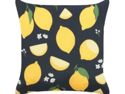 Sæt af 2 pyntepuder CITRUS 45 x 45 cm Sort Plante mønster