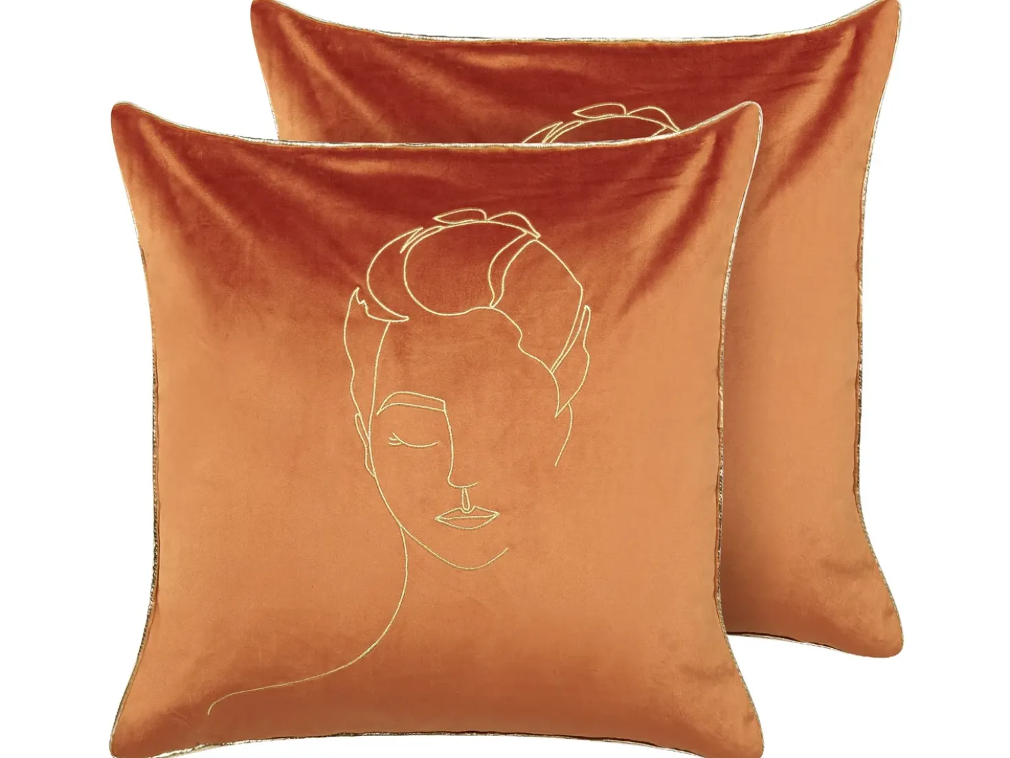 Sæt af 2 pyntepuder CROCUS Velour 45 x 45 cm Orange Abstraktmønster