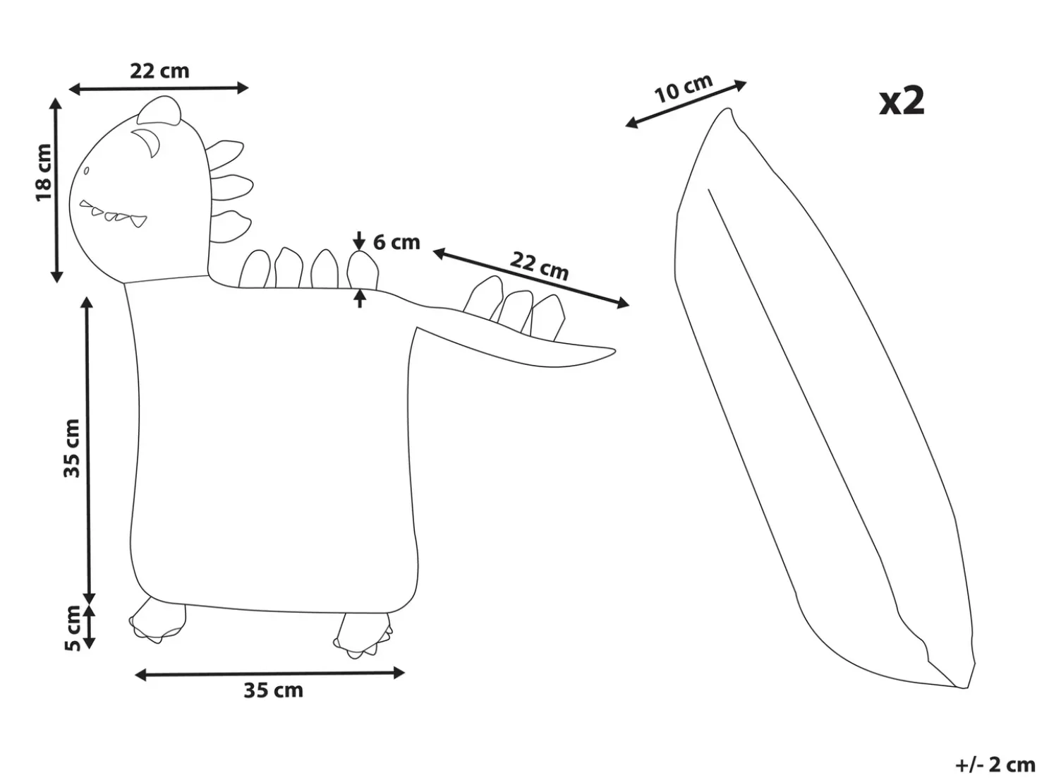 Sæt af 2 pyntepuder DINOS Bomuld 45 x 45 cm Grøn Dinosaur