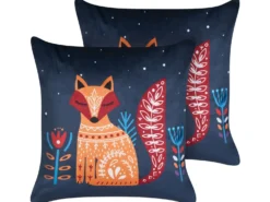 Sæt af 2 pyntepuder FIRESPIKE Velour 45 x 45 cm Mørkeblå