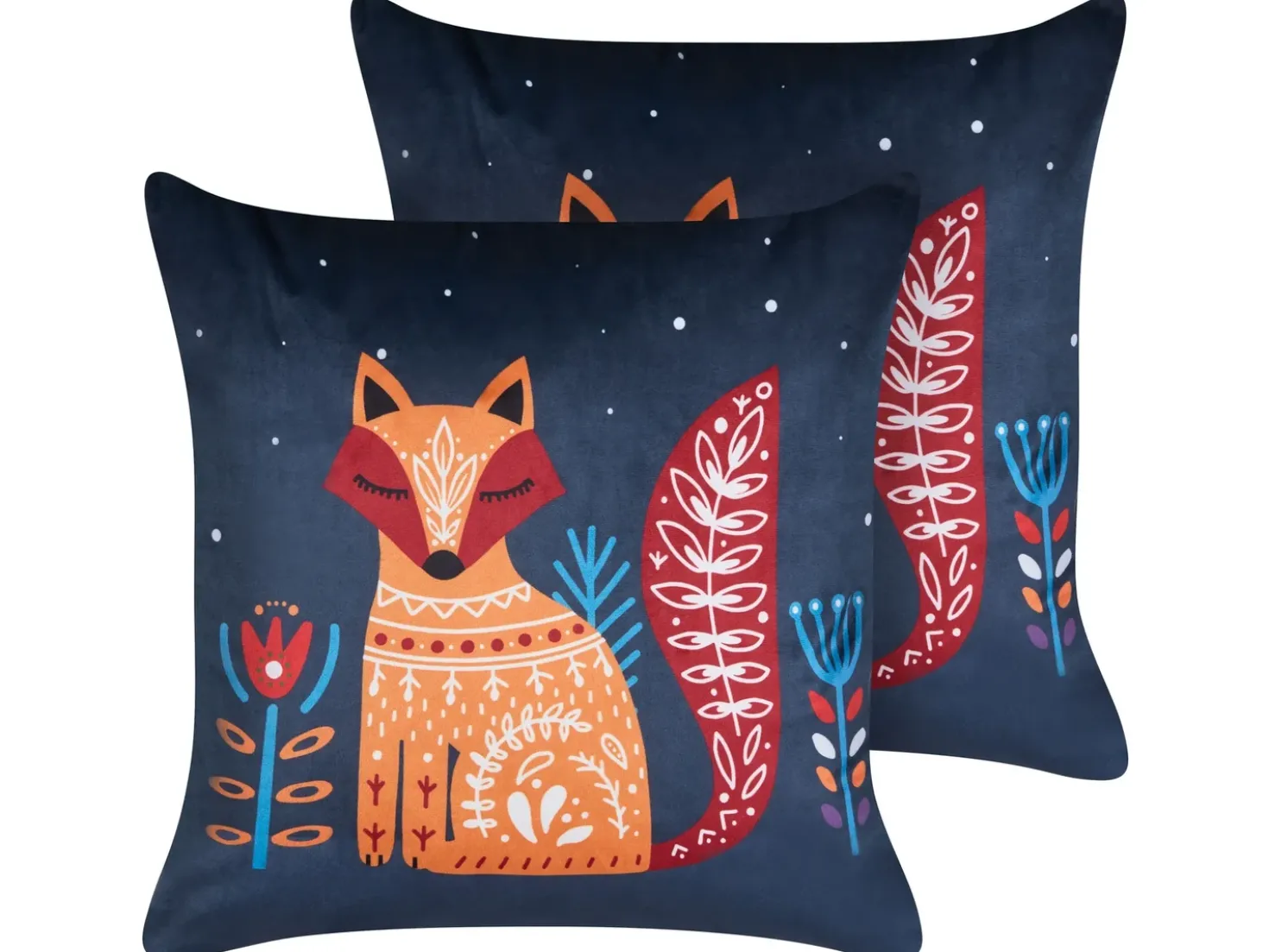 Sæt af 2 pyntepuder FIRESPIKE Velour 45 x 45 cm Mørkeblå
