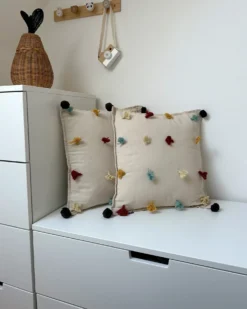 Sæt af 2 pyntepuder FUSSEL Bomuld 45 x 45 cm Lys Beige