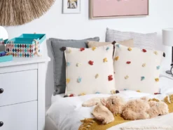 Sæt af 2 pyntepuder FUSSEL Bomuld 45 x 45 cm Lys Beige
