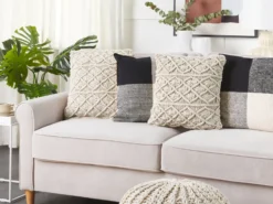 Sæt af 2 pyntepuder GOREME Bomuld 45 x 45 cm Lys Beige Geometrisk mønster