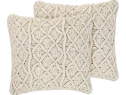 Sæt af 2 pyntepuder GOREME Bomuld 45 x 45 cm Lys Beige Geometrisk mønster