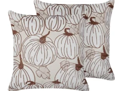 Sæt af 2 pyntepuder GOURD Velour 45 x 45 cm Beige Plante mønster