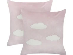 Sæt af 2 pyntepuder IPOMEA Velour 45 x 45 cm Lyserød