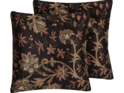 Sæt af 2 pyntepuder KARUR Bomuld 45 x 45 cm Brun Blomstermønster