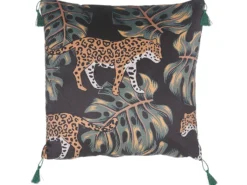 Sæt af 2 pyntepuder KUHI Velour 45 x 45 cm Sort Dyremønster