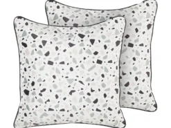 Sæt af 2 pyntepuder LAVENDER Velour 45 x 45 cm Hvid Terrazzo mønstre
