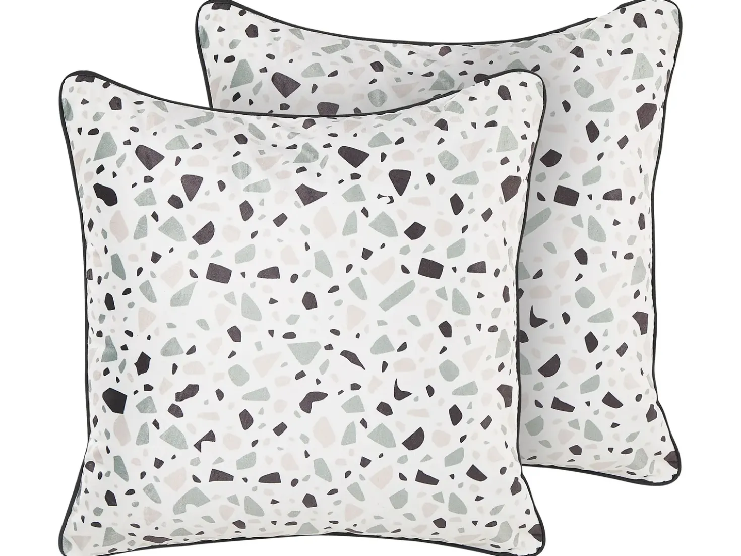 Sæt af 2 pyntepuder LAVENDER Velour 45 x 45 cm Hvid Terrazzo mønstre