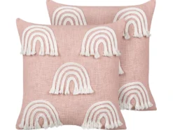 Sæt af 2 pyntepuder LEEA Bomuld 45 x 45 cm Pastellrosa