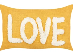 Sæt af 2 pyntepuder LOVE Bomuld 30 x 50 cm Gul