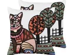 Sæt af 2 pyntepuder MEHSANA Bomuld 50 x 50 cm Multifarvet Dyremønster