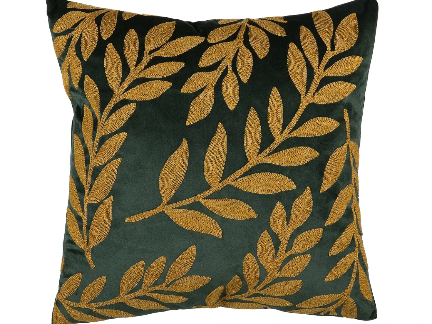 Sæt af 2 pyntepuder MISTLETOE Velour 45 x 45 cm Grøn Guld Plante mønster