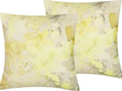 Sæt af 2 pyntepuder PACHIRA Bomuld 45 x 45 cm Gul Abstraktmønster