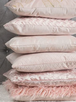 Sæt af 2 pyntepuder PASQUE Velour 45 x 45 cm Lyserød Ensfarvet