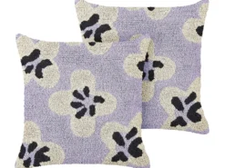 Sæt af 2 pyntepuder SOAPWORT Bomuld 45 x 45 cm Purpur