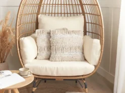 Sæt af 2 pyntepuder VILLUR Bomuld 45 x 45 cm Beige Stribet mønster