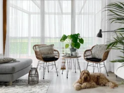 Sæt af 2 pyntepuder VILLUR Bomuld 45 x 45 cm Beige Stribet mønster