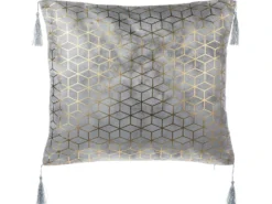 Sæt af 2 pyntepuder YARINA 45 x 45 cm Grå Geometrisk mønster