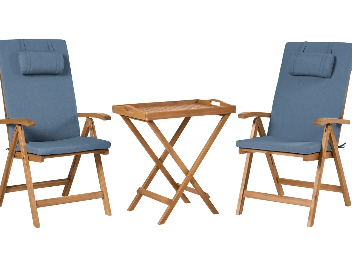 Sæt af 2 ryg-/siddehynder JAVA/AMANTEA PREMIUM 50 x 71 cm Blå