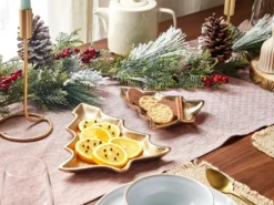 Sæt af 2 smykkeskåle Juletræ DURIAN Metal Guld