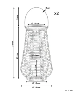 Sæt af 2 Solcelledrevne lanterne GWAYI 34 cm Naturlig