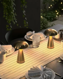 Sæt af 2 trådløse LED-bordlamper KULFO Med dæmpning Metal Guld
