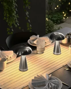 Sæt af 2 trådløse LED-bordlamper KULFO Med dæmpning Metal Sølv